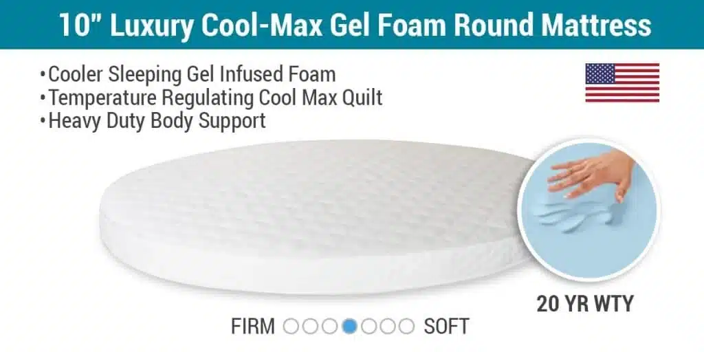 Cool-Max Gel Foam Round Mattress