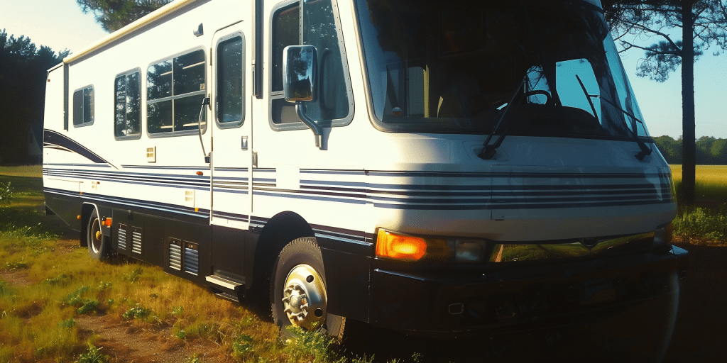 Airstream Cutter motorhome at sunset