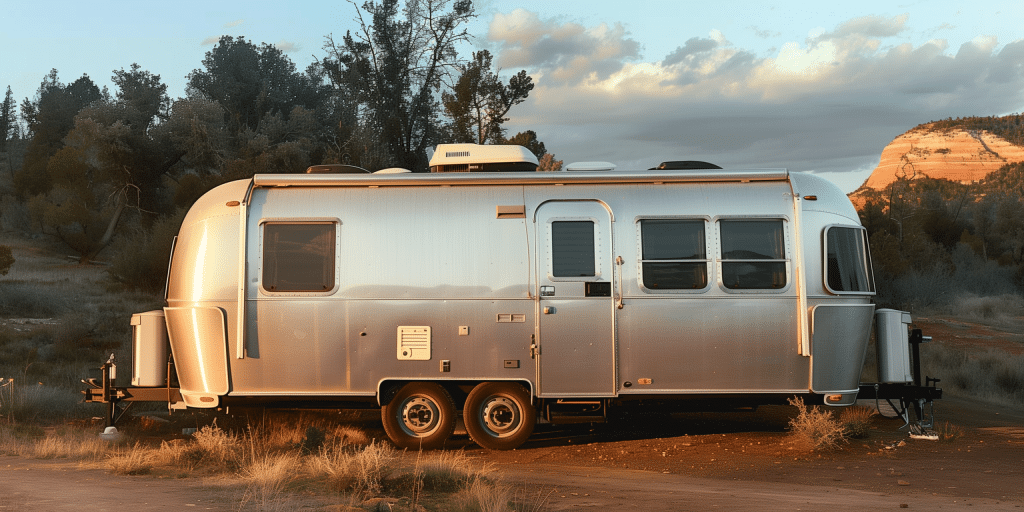 Airstream Safari RV trailer outdoors
