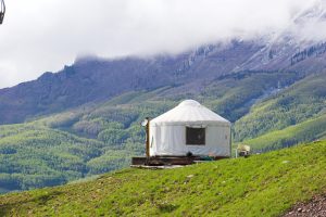 Yurt camping in Colorado mountains