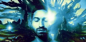 Surreal dreaming man sleep fantasy art