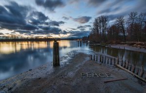 Peaceful beach pier sunset relaxation